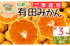 ZJ6039n_【ご家庭用】和歌山 有田みかん 約3kg サイズ混合【湯浅町】