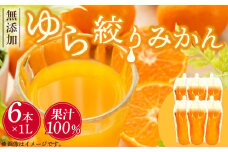 DG6009_みかんジュース 1L×6本「ゆら絞りみかん 無添加」