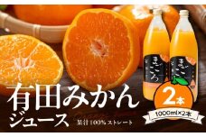 ZE6368n_有田みかんジュース100% 1000ml 2本セット 化粧箱入り【まごころ】