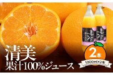ZE6406n_【まごころ搾りたて】清見 100%ジュース 1000ml 2本
