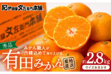 V7439_ブランド有田みかん 秀品 約2.8kg【サイズおまかせ】/ 産地直送 / 薄皮で甘い美味しい和歌山県産 / 紀伊国屋文左衛門本舗