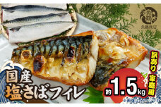 G7351_国産塩さばフィレ1.5kg（訳あり・ご家庭用） 食べやすい 切り身 おかず 時短 タイパ 焼くだけ 簡単 ご家庭用 弁当 切身 水産加工品 さば 魚 魚介 海鮮 海の幸 海産物 魚鶴 冷凍 和歌山県 湯浅町 お取り寄せ 送料無料
