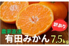 農家直送 有田 みかん 訳あり 7.5kg 光センサー 選別 / 温州みかん 有田みかん 甘い 家庭用 和歌山 柑橘 ※11月中旬～1月中旬に順次発送 ※北海道・沖縄・離島への配送不可 【nuk004-noka-c7d5B】