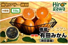 鹿蔵の 有田 みかん プレミアム 7.5kg+250g(傷み補償分) 光センサー 選果 / 温州みかん 有田みかん 甘い 高級 厳選 和歌山 柑橘 ※11月中旬〜1月下旬に順次発送 ※北海道・沖縄・離島への配送不可 【ikd004-prem-7d5A】