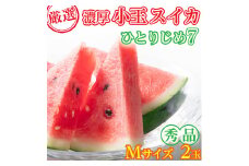 【農家直送】厳選！濃厚小玉すいか『ひとりじめ7(セブン)』　秀品　Mサイズ　２玉入り※2022年6月上旬～6月下旬頃に順次発送予定※北海道・沖縄・離島への発送不可