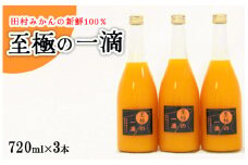 【無添加】田村みかんの新鮮100％ジュース「至極の一滴」720ml×3本入り