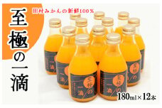 【無添加】田村みかんの新鮮100％ジュース「至極の一滴」180ml×12本入り