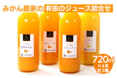 無添加・有田のジュース詰合せ720ml ×4本・3種◇｜柑橘 果物 果汁 濃厚 セット 飲料 ドリンク 100% 国産 選べるジュース 詰め合わせ 産地直送 美浜町
※着日指定不可
※北海道・沖縄・離島への配送不可