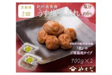 【定期便/3か月ごと/全3回】紀州南高梅うす塩つぶれ（塩分約6％）700g×2