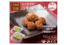 【定期便/2か月ごと/全5回】紀州南高梅うす塩つぶれ（塩分約6％）700g×2