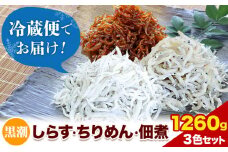 しらす ちりめん 佃煮 合計1260g 3色セット「黒潮」 kuroshio 大五海産《60日以内に出荷予定(土日祝除く)》和歌山県 日高町  しらす ちりめん 佃煮 セット 