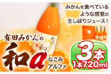 有田みかんの和α なごみアルファ 720ml×3本入 果樹園紀の国株式会社《90日以内に出荷予定(土日祝除く)》 和歌山県 日高町 オレンジジュース みかんジュース 有田みかん100%使用 柑橘【配送不可地域あり】