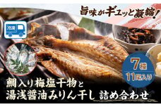 新鮮魚の鯛入り梅塩干物と湯浅醤油みりん干し7品種11尾入りの詰め合わせ（和歌山近海産の新鮮魚使用） 日高町厳選館《90日以内に出荷予定(土日祝除く)》和歌山県 日高町 魚 干物 7種 11尾 たい さば 真あじ 太刀魚 いさぎ うおぜ さんま 送料無料