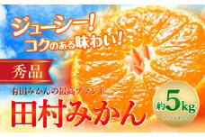 みかん ＜先行予約＞ 田村 みかん 秀品 5kg サイズ指定なし 株式会社とち亀物産《11月下旬-1月中旬頃出荷予定》和歌山県 日高町 フルーツ くだもの 果物 柑橘 旬 ノーワックス 送料無料 紀伊国屋文左衛門本舗 蜜柑 ミカン オレンジ