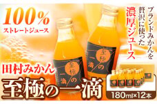 田村みかんの新鮮100％ジュース「至極の一滴」 180ml×12本入り 厳選館 《90日以内に出荷予定(土日祝除く)》 和歌山県 日高町 オレンジジュース 田村みかん 100%使用