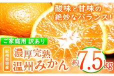 【先行予約】【ご家庭用訳アリ】紀州有田産 濃厚完熟温州みかん 約7.5kg 株式会社魚鶴商店《2026年11月下旬〜2027年1月下旬頃出荷予定》 和歌山県 日高町 みかん 温州みかん 完熟 濃厚 柑橘 ご家庭用