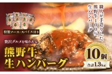 贅沢グルメを味わえる熊野牛「生」ハンバーグ 10個セット 神戸屋《90日以内に出荷予定(土日祝除く)》 和歌山県 日高町 熊野牛 牛 うし ハンバーグ 生ハンバーグ 惣菜 送料無料