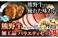 熊野牛 加工品バラエティセットミニ(粉山椒付) 澤株式会社(Meat Factory)《30日以内に出荷予定(土日祝除く)》 和歌山県 日高町 熊野牛 牛 うし 牛肉 加工品 ローストビーフ ハンバーグ 牛丼 山椒 送料無料