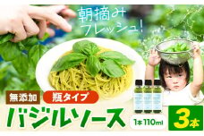 バジルソース 無添加 バジル 瓶 3本 (1本110ml) Farm＆lab《30日以内に出荷予定(土日祝除く)》和歌山県 日高町 送料無料 朝摘み バジル ソース 新鮮 フレッシュ 調味料