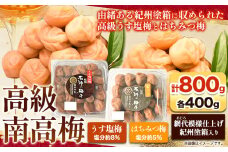 高級 南高梅 うす塩 はちみつ梅 計800g (各400g) 網代模様仕上げ 紀州塗箱入り 澤株式会社《90日以内に出荷予定(土日祝除く)》和歌山県 日高町 送料無料 梅 うめ ウメ 南高梅 うすしお 蜂蜜 食べ比べ セット 紀州 お取り寄せグルメ