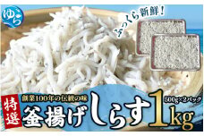 特選 釜揚げしらす（500ｇパック入り×2つ）シラス しらす丼 国産 冷蔵 個包装 魚 お魚 さかな 食品 和歌山県 由良町 16000円 スピード配送 プレミア和歌山 プレミア 釜揚げ 【uoms001】