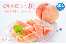 桃【2025年先行予約】 秀品　紀州和歌山産の桃　３玉　化粧箱入【2025年7月上旬より順次発送】桃 モモ フルーツ 果物 くだもの 人気 産地直送 厳選 甘い 予約 もも フルーツ王国【uot750】
