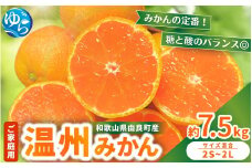 【先行予約】家庭用 温州みかん 7.5kg ※2025年11月中旬頃～2025年12月中旬頃に順次発送  / 農家直送 くだもの  果実  柑橘 果物 フルーツ 国産 和歌山県 由良町 ご家庭用 人気 おすすめ【nktn004】