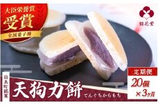 【3ヶ月定期便】老舗の味 天狗力餅20個入×3ヶ月 / 定期便　和菓子　力もち　こし餡　職人の手作り / 銘菓 和菓子 こしあん 由良町 お取り寄せ お土産 ギフト 和歌山県【knkd-tkb002】