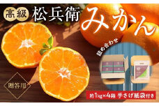 高級松兵衛みかん(贈答用)　詰め合わせセット　約1kg×4箱　手さげ紙袋付き