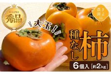 柿(種無し) 6個入 (約2kg)  秀品大玉【2025年9月下旬頃より発送】【KT1】