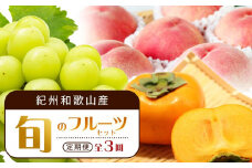 【7・8・10月 全3回】紀州和歌山産旬のフルーツセット（桃・シャイン・ひらたねなし柿）定期便 【魚鶴商店】【UT66】