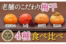 特選A級 紀州南高梅 味わい4種バランスセット800g 千年の知恵 梅干し 和歌山県産 A-409