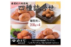 厳選 紀州南高梅 四種詰合せ 各200g×1 合計4箱 A-316