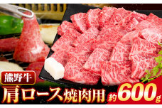 牛肉 熊野牛 肩ロース 焼肉用 600g 株式会社Meat Factory《30日以内に出荷予定(土日祝除く)》和歌山県 日高川町 熊野牛 牛 和牛 焼肉 ロース カタ