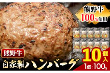 牛肉 熊野牛 自家製ハンバーグ 10個入り 株式会社Meat Factory《30日以内に出荷予定(土日祝除く)》和歌山県 日高川町 熊野牛 黒毛和牛 ハンバーグ 惣菜 自家製 送料無料