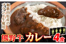 レトルトカレー 牛肉 熊野牛 カレー 4食セット 株式会社Meat Factory《30日以内に出荷予定(土日祝除く)》和歌山県 日高川町 熊野牛 牛 和牛 焼肉 希少部位 ミスジ 焼肉