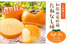和歌山産貯蔵たねなし柿 化粧箱入り 6～8玉 (2L～3Lサイズおまかせ) 厳選館 《12月中旬-1月下旬頃出荷》和歌山県 日高川町 柿 カキ かき ジューシー フルーツ たねなし 化粧箱