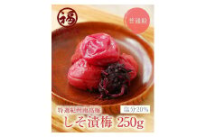 紀州南高梅 しそ漬250g×4パック（塩分約20％）昔ながらの酸っぱい梅干
