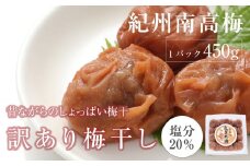 昔ながらのすっぱい白干梅　紀州南高梅　訳あり　皮切れ450g　白干