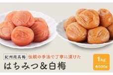 紀州南高梅　はちみつ 塩分8％ ＆ 白梅 塩分約22％　1kg（各500ｇ）