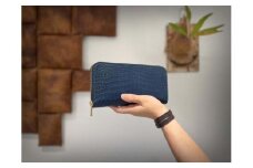【極上】クロコダイルラウンドファスナー長財布 アイリスブルー