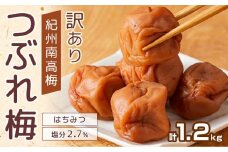 紀州南高梅 塩分約2.7% 大粒 訳ありつぶれ梅 はちみつ梅 400g×3個 1.2kg 減塩梅干し 紀州梅本舗【大粒 つぶれ梅 南高梅 ワケあり 梅干し お漬物 和歌山県 白浜町】