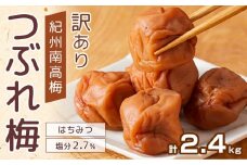 紀州南高梅 塩分約2.7% 大粒 訳ありつぶれ梅 はちみつ梅 400g×6個 2.4kg 減塩梅干し 紀州梅本舗【大粒 つぶれ梅 南高梅 ワケあり 梅干し お漬物 和歌山県 白浜町】
