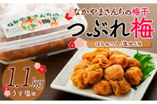 なかやまさんちの梅干（1.1kg×1箱）うす塩（はちみつ入）塩分5％【訳あり】【つぶれ梅】