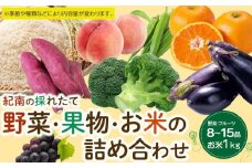 紀南の採れたて新鮮野菜・フルーツ・お米詰め合わせセット（8～15品目詰め合わせ）