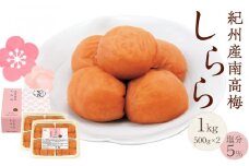 紀州産南高梅 梅干し しらら 1kg 減塩 梅干 塩分5% 中田食品 和歌山 紀州南高梅 南高梅 梅干し 梅干 梅 うす塩 減塩 塩分控えめ ご飯のお供