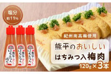 紀州南高梅使用 熊平のおいしい はちみつ 入 梅肉 塩分 約11％ 約120g × 3本セット