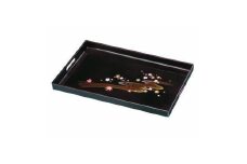 長手盆 PC 48cm 溜 みやび春秋【YG420】