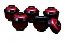 3.2吸物椀 篁 5客入（食器洗浄機OK） 紀州漆器［YS41］