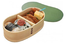 ［リーフグリーン］曲げわっぱ 豆型 カラー 弁当箱 紀州漆器 まげわっぱ［YS128］